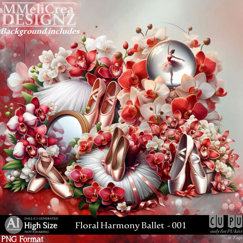 (image for) AI - Floral Harmony Ballet - CU001 (CU4PU/PNG/PACK)